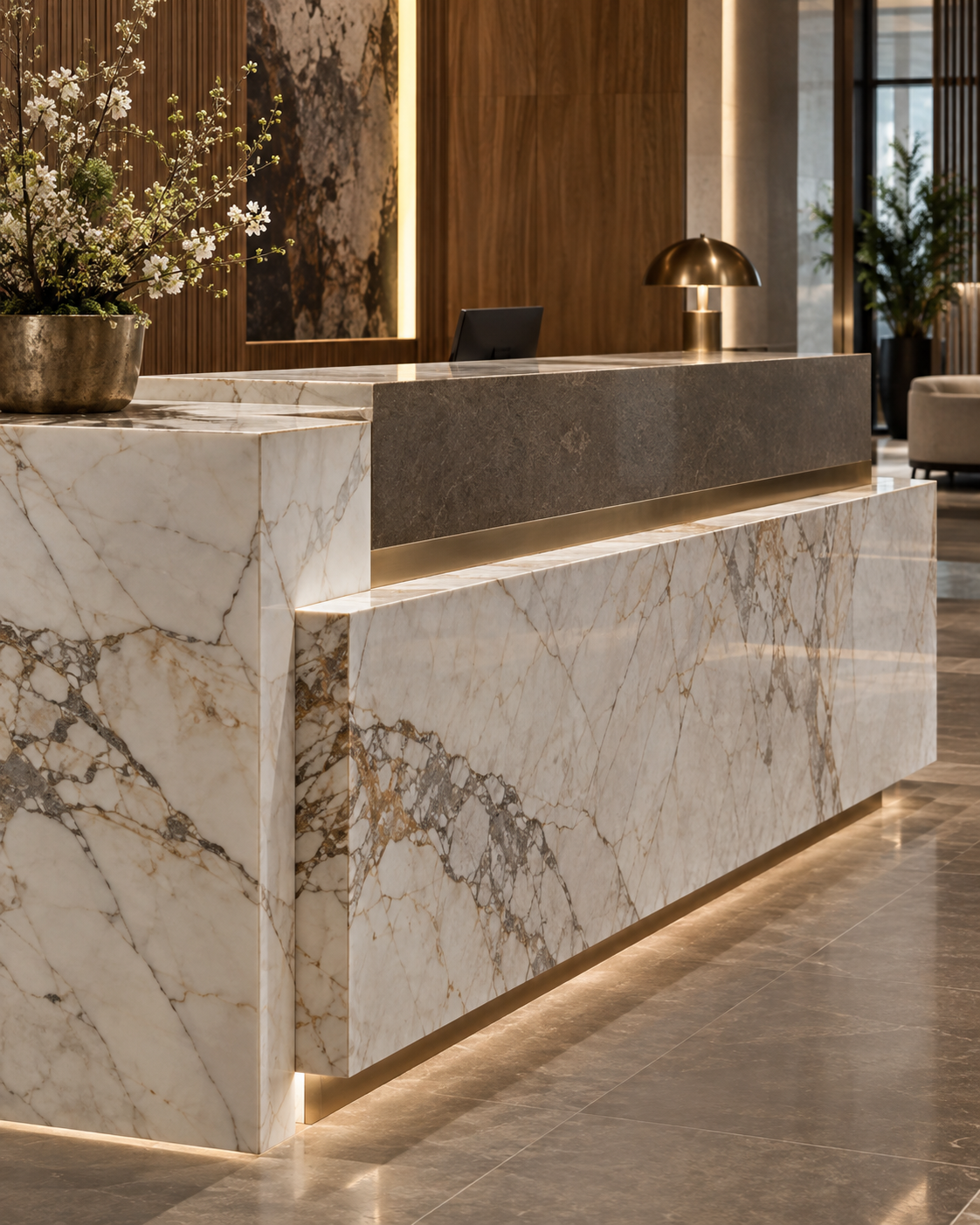 Marble and quartz countertops